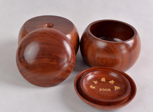 云南围棋厂 08版双面凸精品云子专用大号红木围棋罐 商品图2