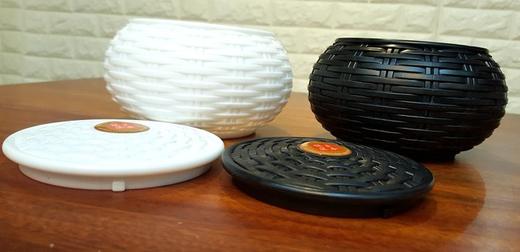 黑白色仿竹编带扣空围棋罐 一对！ 商品图3
