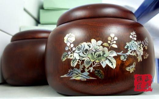 包邮 中号 草花梨木镶贝围棋罐  棋罐 商品图0