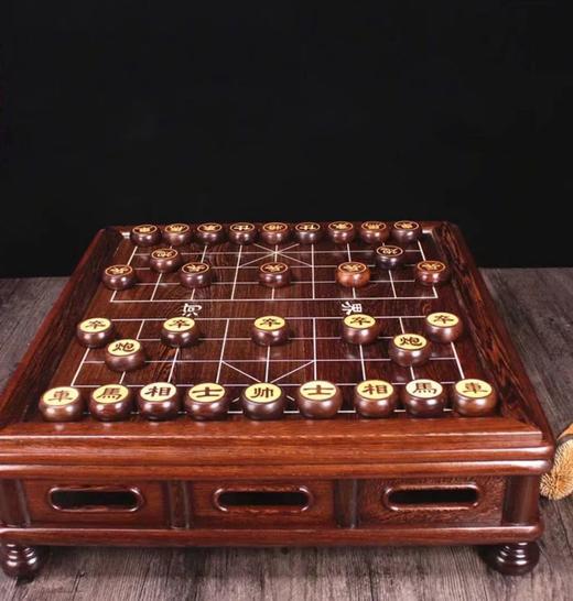 围棋盘 围棋墩 鸡翅木实木棋盘 一面围棋一面象棋  象棋子 商品图0