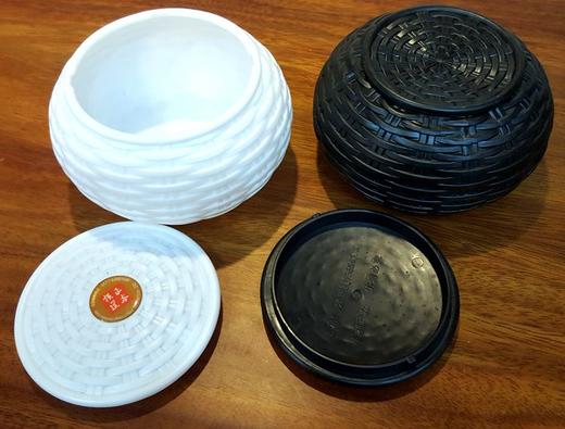 黑白色仿竹编带扣空围棋罐 一对！ 商品图0