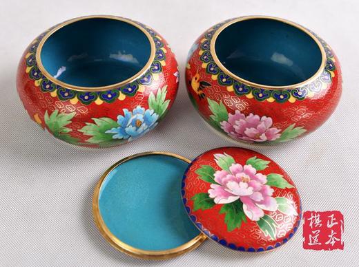 围棋工艺品 大红景泰蓝围棋罐  （盒）一对 商品图4