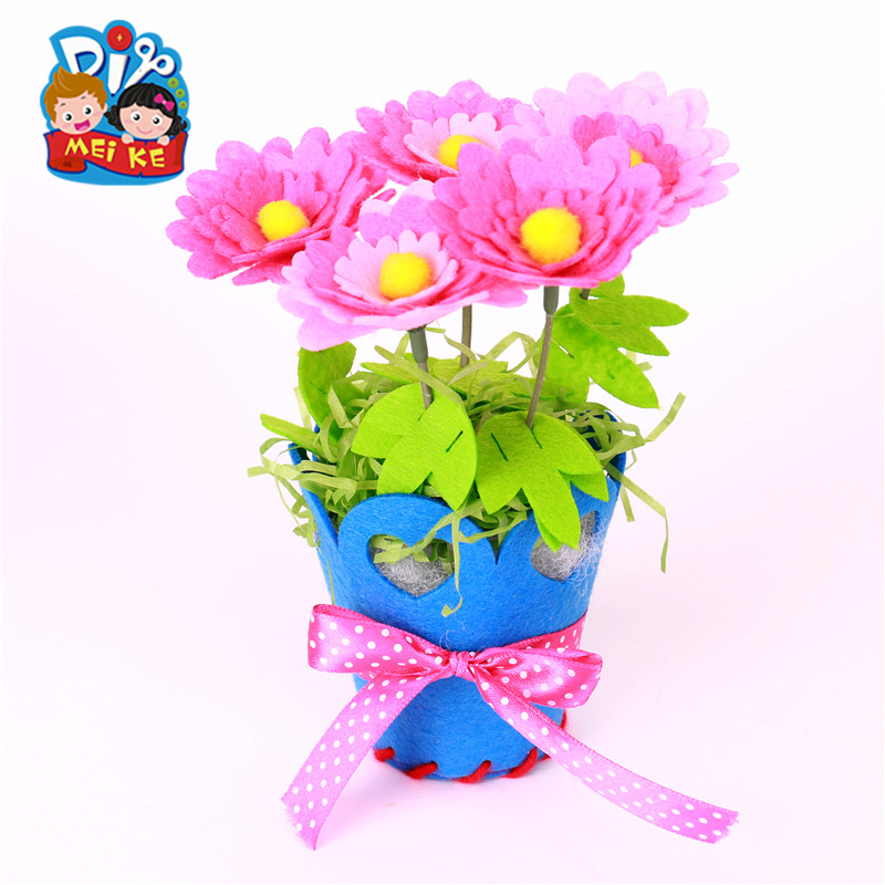 教师节不织布艺盆栽花儿童diy幼儿园手工制作仿真花立体花材料包
