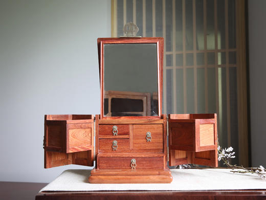 红桥红  精品 缅甸花梨（大果紫檀）【镜箱】 全独板 榫卯结构  纹理精美   馈赠佳礼 商品图1