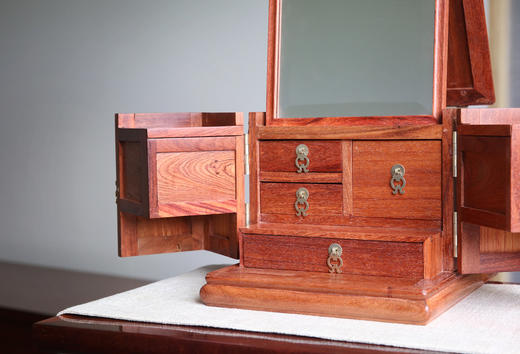 红桥红  精品 缅甸花梨（大果紫檀）【镜箱】 全独板 榫卯结构  纹理精美   馈赠佳礼 商品图2