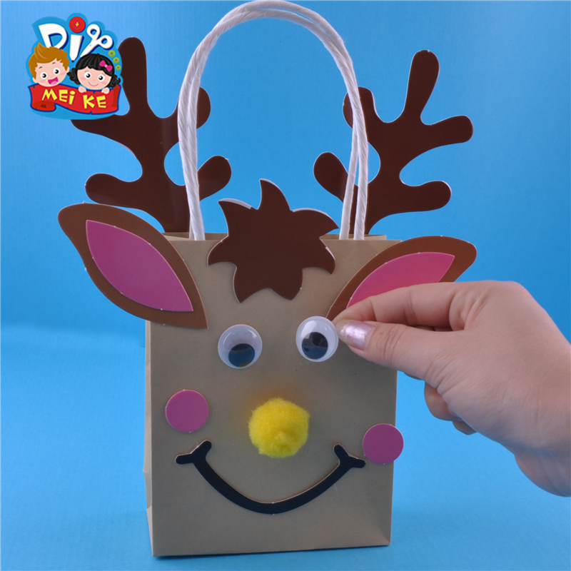 小鹿纸袋 动物礼物袋幼儿创意手工美可diy 儿童节益智