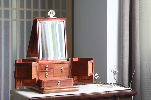 红桥红  精品 缅甸花梨（大果紫檀）【镜箱】 全独板 榫卯结构  纹理精美   馈赠佳礼 商品图3