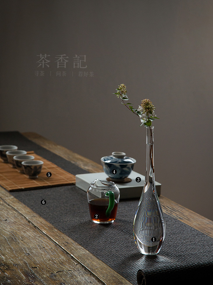 茶香记 玻璃花器透明净水瓶-鹤瓶 日式 经典 百搭 手工吹制