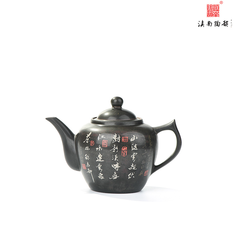 袁应德谢恒覆色刻填花鸟逢春壶