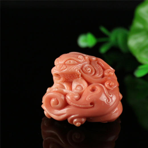 事事如意珊瑚雕双狮挂件 商品图0