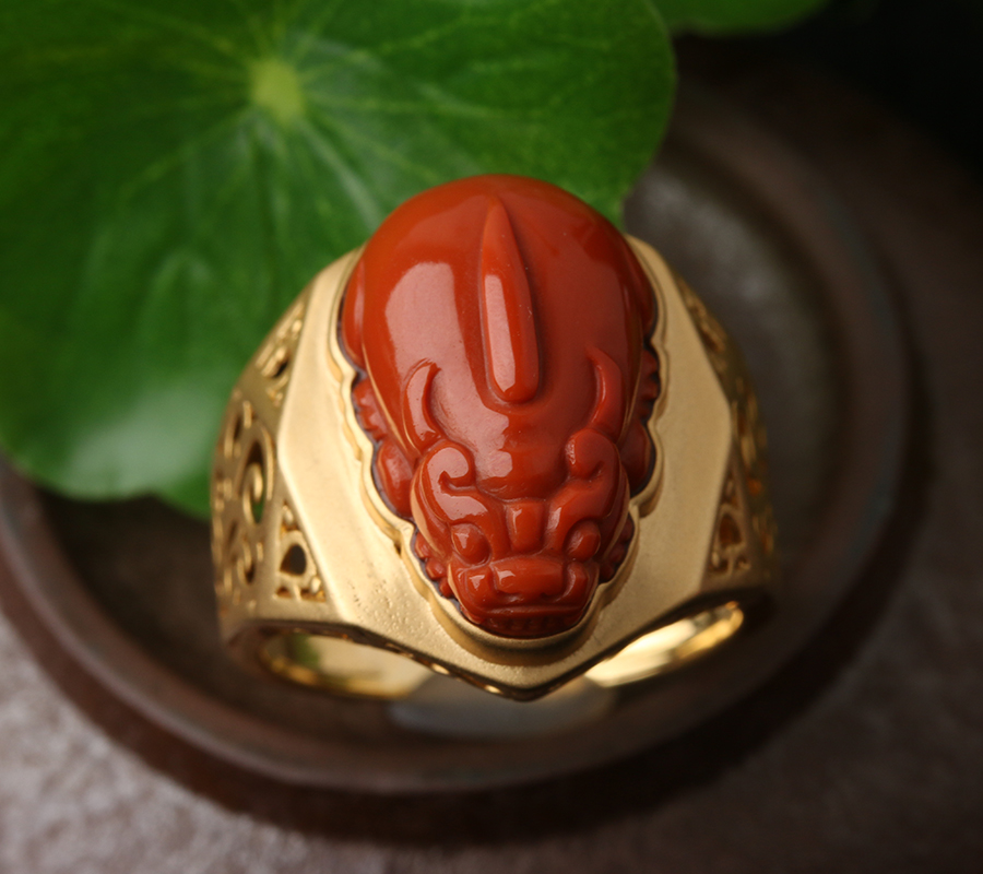 【900558】南红川料招财貔貅男戒