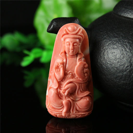 珊瑚雕如意观音挂坠 商品图0