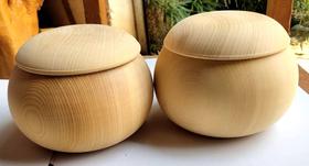 香榧 本榧 原色大号棋罐  不上漆 打蜡 乌龙榧木棋罐 一对