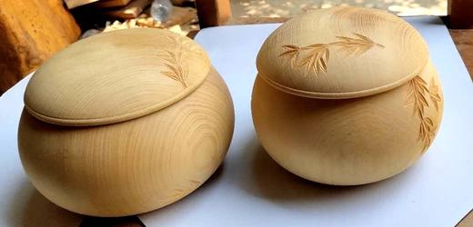 香榧 本榧 原色大号棋罐  不上漆 打蜡 乌龙榧木棋罐 一对 商品图2