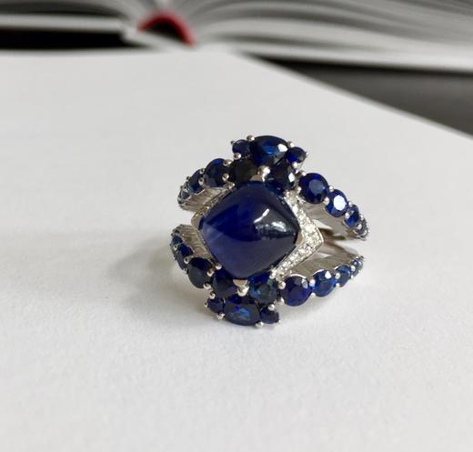 十克拉皇家蓝糖包山设计款戒指耳环套装 商品图2