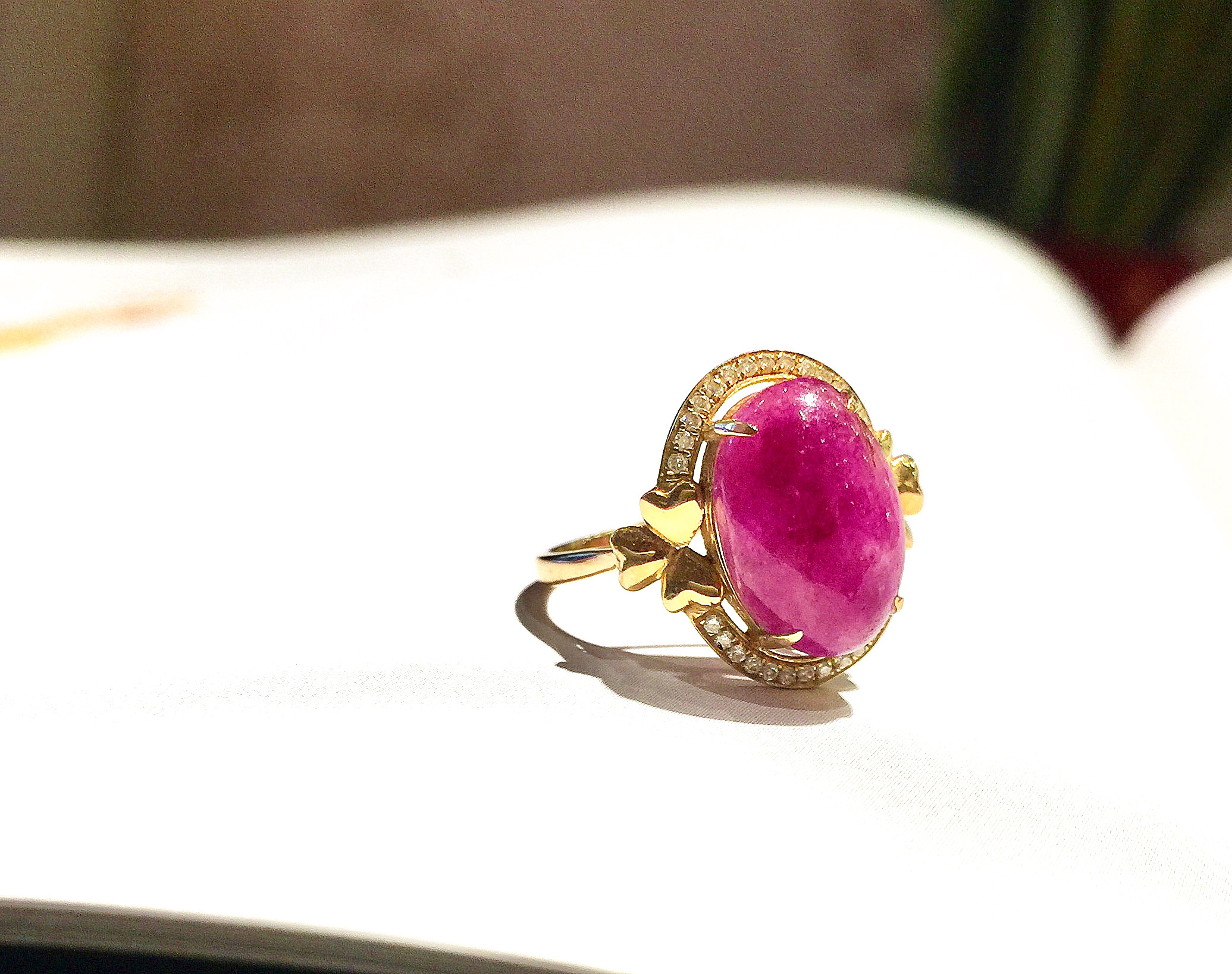 舒俱来樱花粉心型戒指