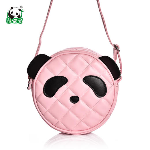 熊猫屋PANDAHOUSE儿童粉色PU圆形熊猫头小挎包 女孩 商品图0