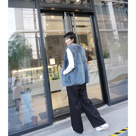 2021底-折 不退换THS Lady  无折 托斯卡纳皮毛马甲 雾霾蓝 BX281 商品图3
