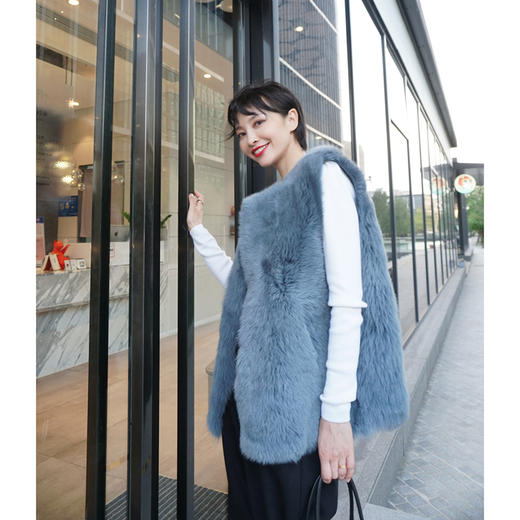 2021底-折 不退换THS Lady  无折 托斯卡纳皮毛马甲 雾霾蓝 BX281 商品图2