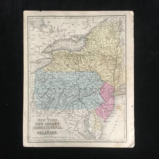 约1860年 曼彻斯特与罗德岛 纽约与新泽西 老地图（双面） 商品图1