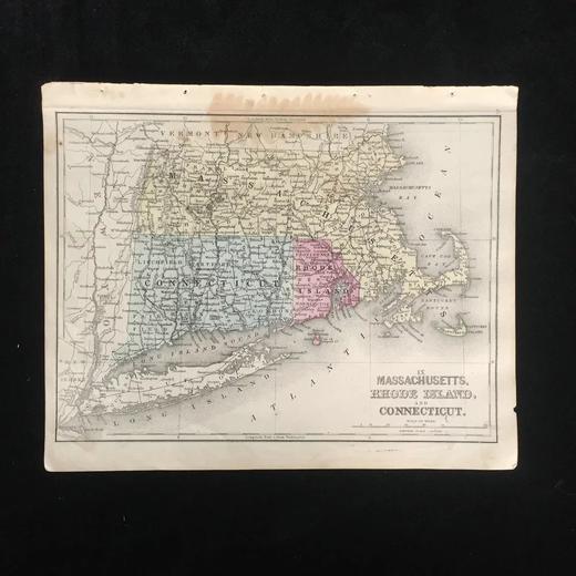 约1860年 曼彻斯特与罗德岛 纽约与新泽西 老地图（双面） 商品图0