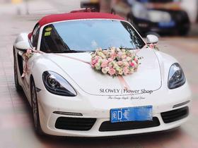 韩式鲜花大花环婚车