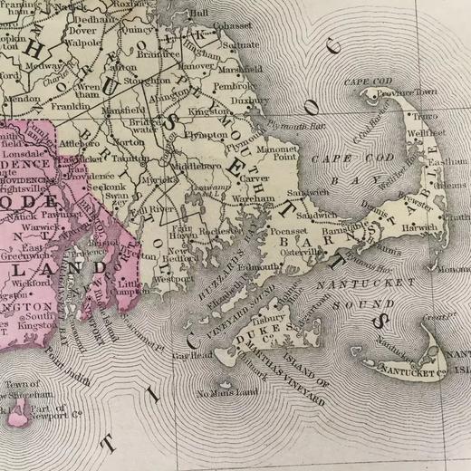 约1860年 曼彻斯特与罗德岛 纽约与新泽西 老地图（双面） 商品图2