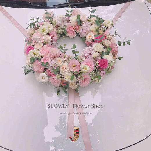 韩式鲜花大花环婚车 商品图1