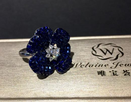 经典工艺无边镶嵌天然蓝宝石花朵戒指（同款已出，可定制） 商品图6