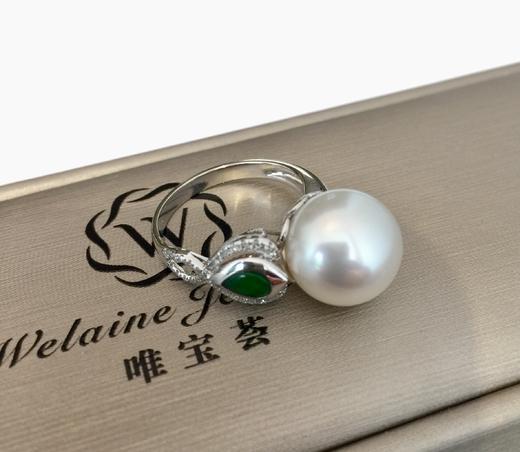 10.5MM南洋白色海水珍珠配翡翠设计感戒指 商品图1