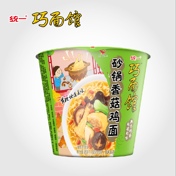 统一巧面馆方便面砂锅香菇鸡面102g 0200352