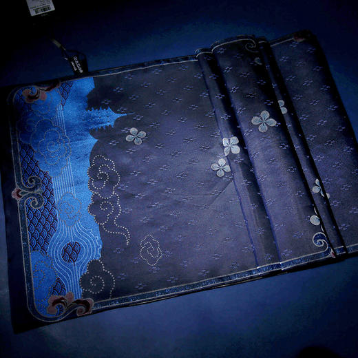 SAINTJOY/上久楷 女士宋锦双面长巾 藏青江南印象 SJ6461-1 商品图4