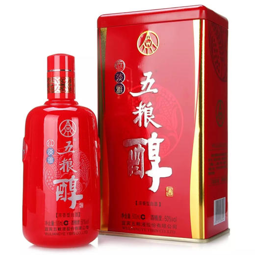 ￼￼五粮液 股份有限公司 五粮醇 红淡雅（铁盒） 白酒 50度 整箱装 500ml*6瓶 商品图1