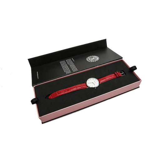 BL520-1314LWWR BENTLEY 钢色壳白面红色鳄纹牛皮表带女士腕表 商品图8