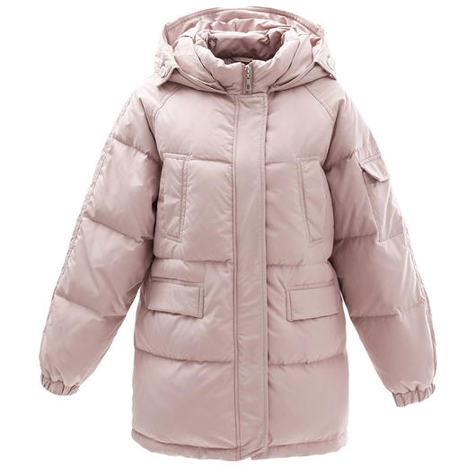 韩都衣舍2018冬装新款女装韩版时尚口袋宽松连帽羽绒服JW12669筱 商品图3