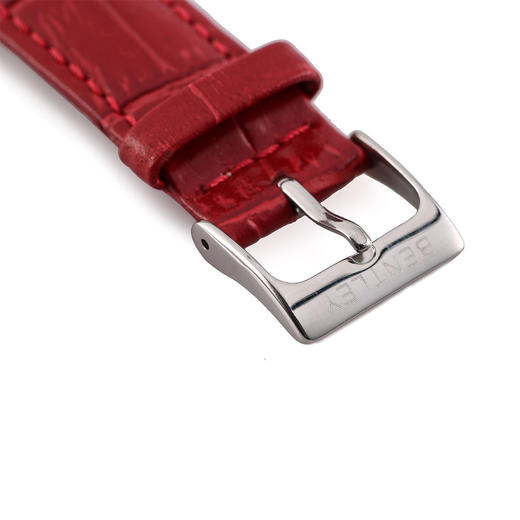 BL520-1314LWWR BENTLEY 钢色壳白面红色鳄纹牛皮表带女士腕表 商品图4