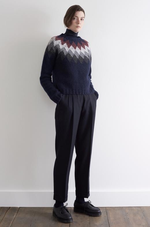 Margaret Howell  渐变菱格纹羊毛衫 深蓝/烟草色 商品图3