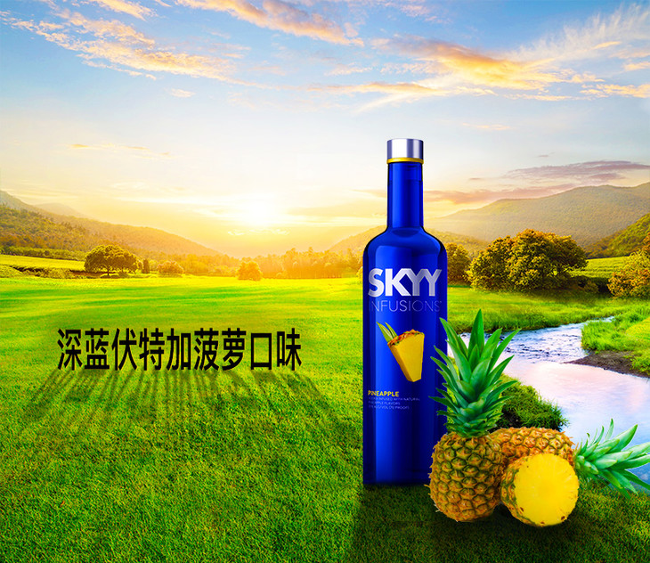 【skyy】深蓝伏特加vodka 750ml 菠萝口味 美国原装进口伏特加