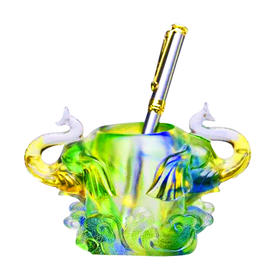 琉璃摆件 吉祥笔筒 商务馈赠