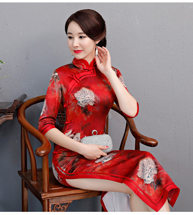 【雁过留香】高档丝绸面料修身旗袍gsj-9307