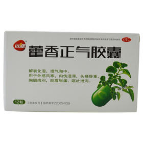 远健 藿香正气胶囊12粒 外感风寒头痛昏沉 脘腹胀痛呕吐泄泻