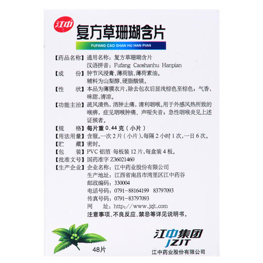 江中复方草珊瑚含片48片疏风清热 消肿止痛 清利咽喉 咽喉炎 商品图2