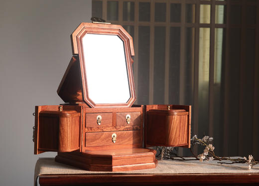 红桥红  精品 缅甸花梨（大果紫檀）【镜箱】 全独板 榫卯结构  纹理精美   馈赠佳礼 商品图3