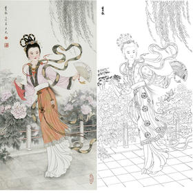 白描底稿-金陵十二钗红楼传统人物薛宝钗-JD02