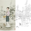 白描底稿-金陵十二钗红楼传统人物贾巧姐-JD10 商品缩略图0