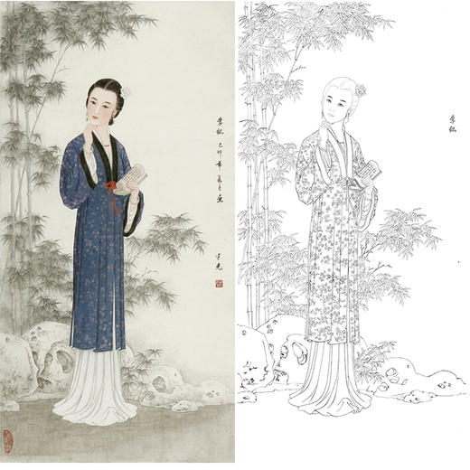 白描底稿-传统人物-金陵十二钗红楼人物李纨-JD11 商品图0