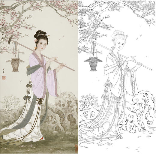 白描底稿-金陵十二钗红楼传统人物林黛玉-JD01 商品图0