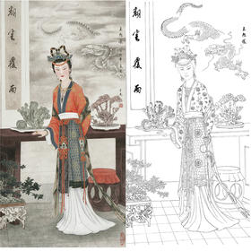 白描底稿-金陵十二钗红楼传统人物王熙凤-JD09