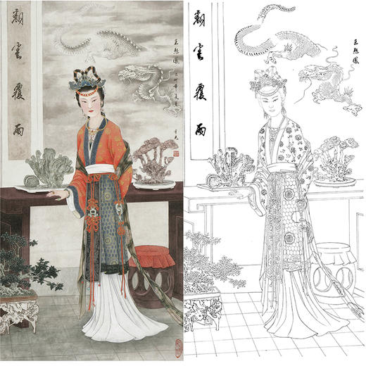 白描底稿-金陵十二钗红楼传统人物王熙凤-JD09 商品图0