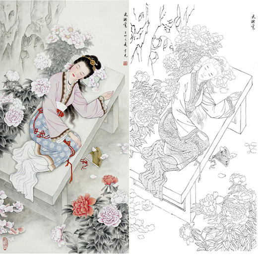 白描底稿-金陵十二钗红楼人物史湘云-JD05 商品图0